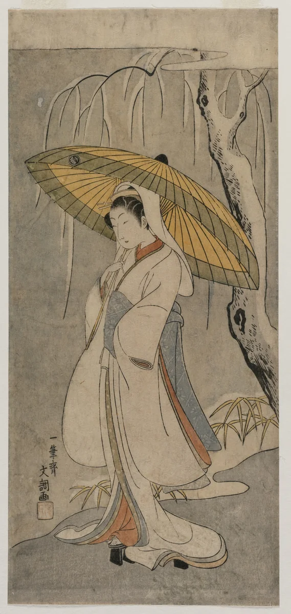 Segawa Kikunojo II as the Heron Maiden (from the series Ichimura Theater) by Ippitsusai Bunchō (一筆齊文調), print, 1770
