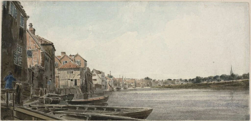 View on the Wensum at King Street, Taken from Foundary Bridge by John Thirtle, painting, 1810-1818