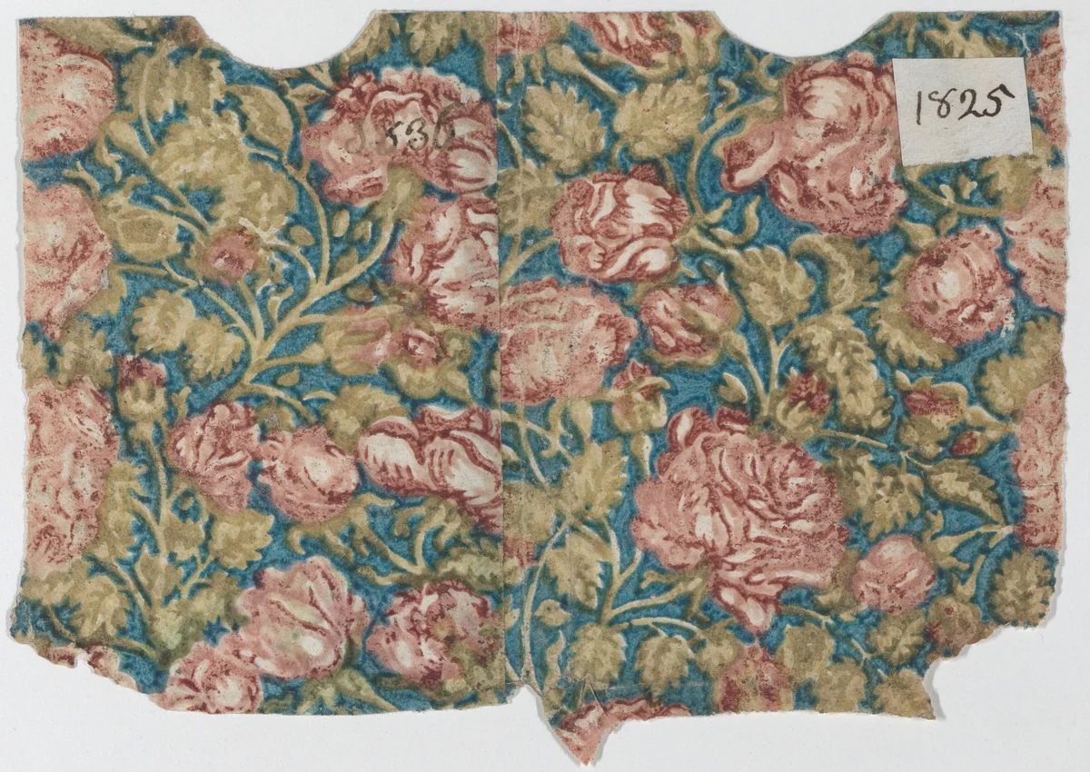 Sheet with an overall floral pattern by anonymous, print, 1820-1830