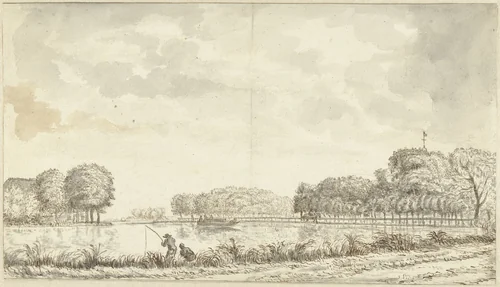 Gezicht langs de Amstel by Jan Gabrielsz. Sonjé, drawing, 1635-1707