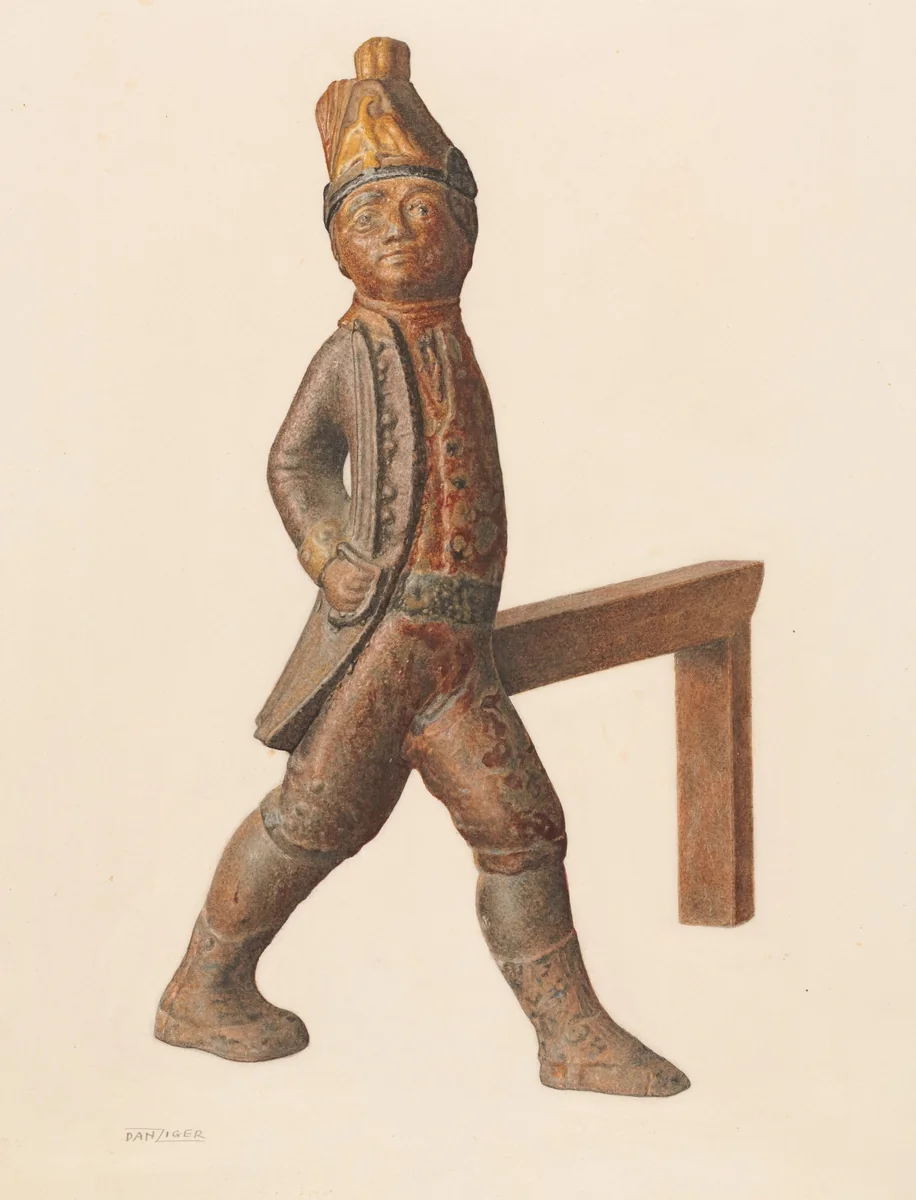 Andiron by Isidore Danziger, index of american design, 1942