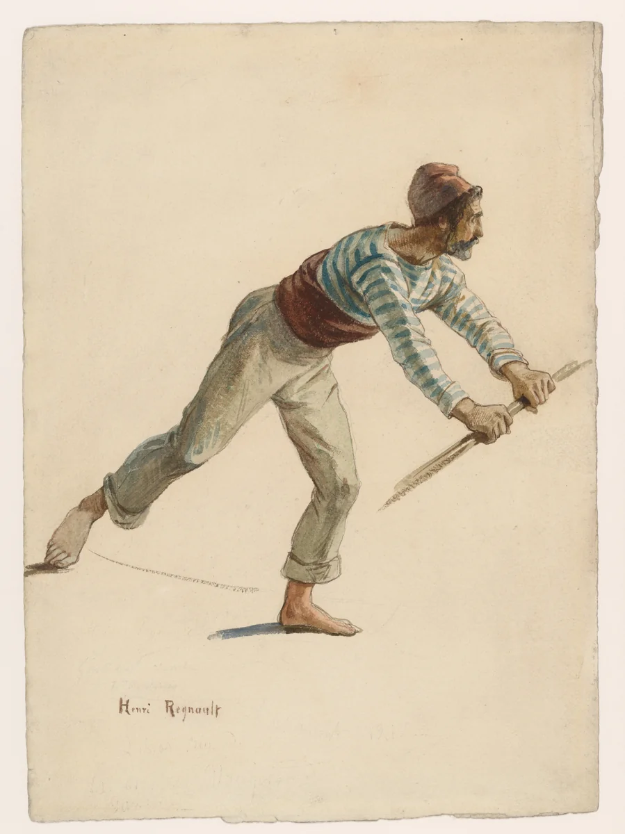 Gondolier by Henri Regnault, drawing, 1863-1873