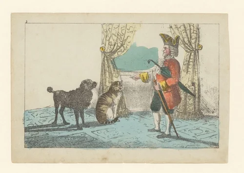 Kardoes en Muizenschik toegesproken door hun baas by anonymous, print, 1841