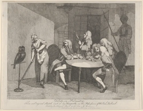 Debates on Palmistry by Joseph Haynes, print, 1782