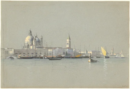View across the Giudecca Canal toward the Salute and the Campanile of San Marco by William Stanley Haseltine, drawing, 1875