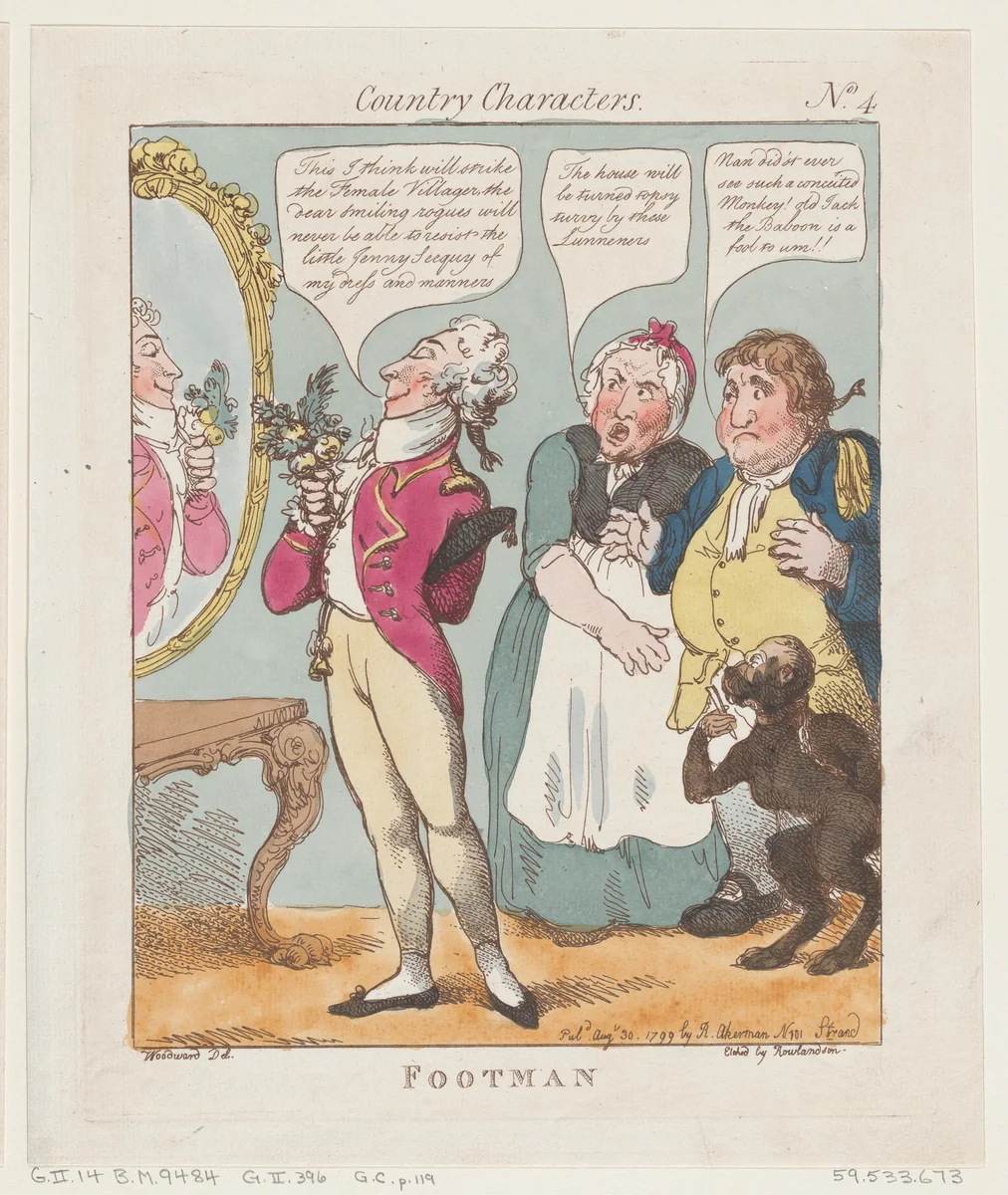 Footman by Thomas Rowlandson, print, 1799