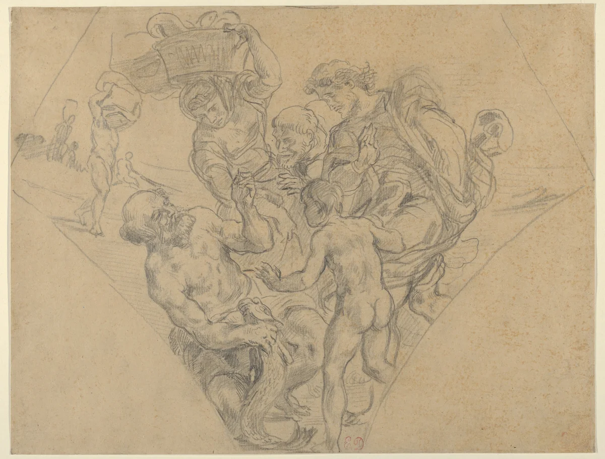 The Tribute Money by Eugène Delacroix, drawing, 1843