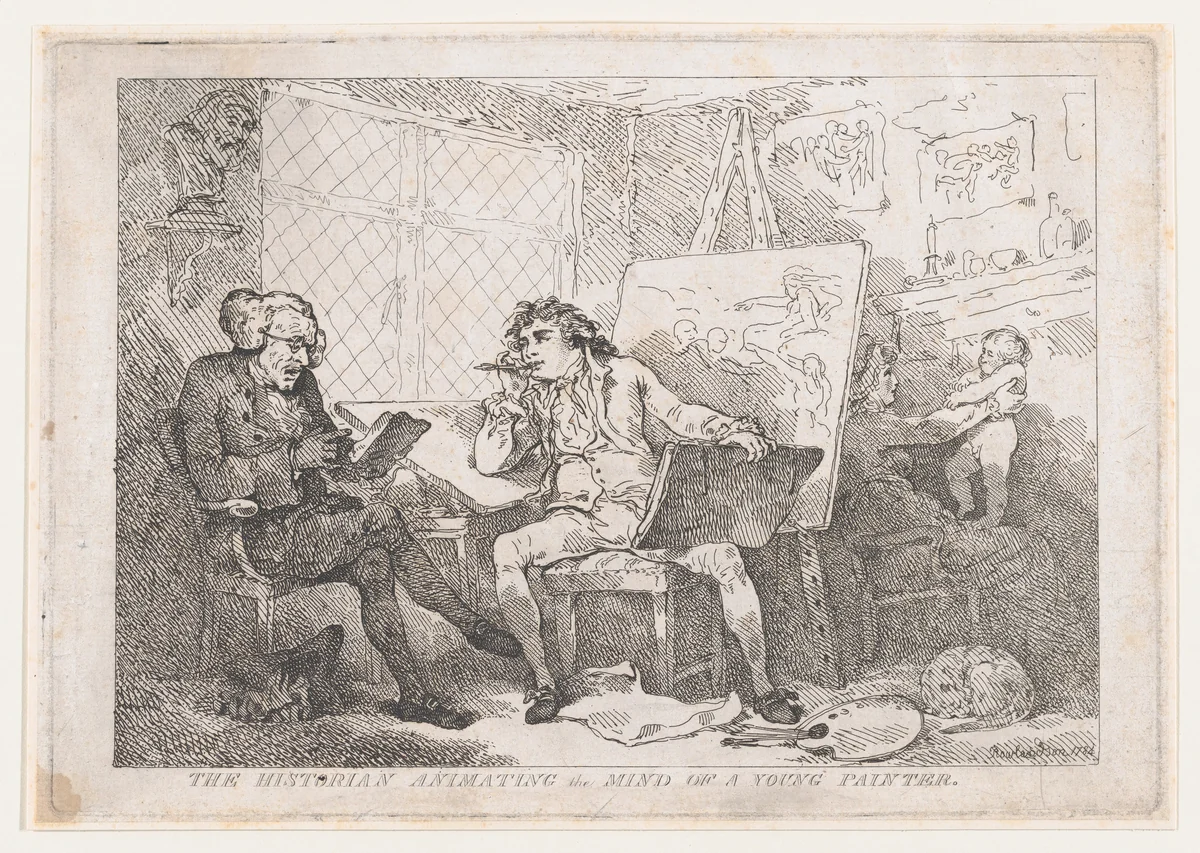 The Historian Animating The Mind of A Young Painter by Thomas Rowlandson, print, 1784