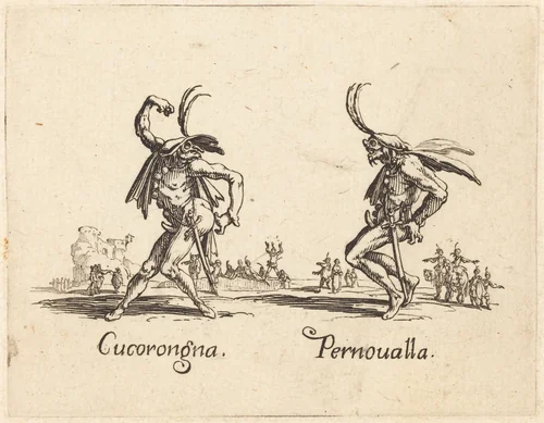 Cucorongna and Pernoualla by Jacques Callot, print, 1622