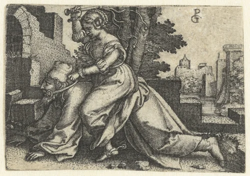 Aristoteles en Phyllis (Campaspe) by Unknown, print, 1545-1546