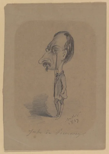 Caricature of Jules de Prémaray by Hippolyte Mailly, drawing, 1859