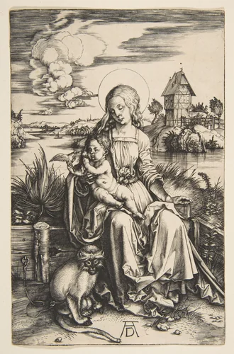 Virgin and Child with the Monkey by Albrecht Dürer, print, 1498