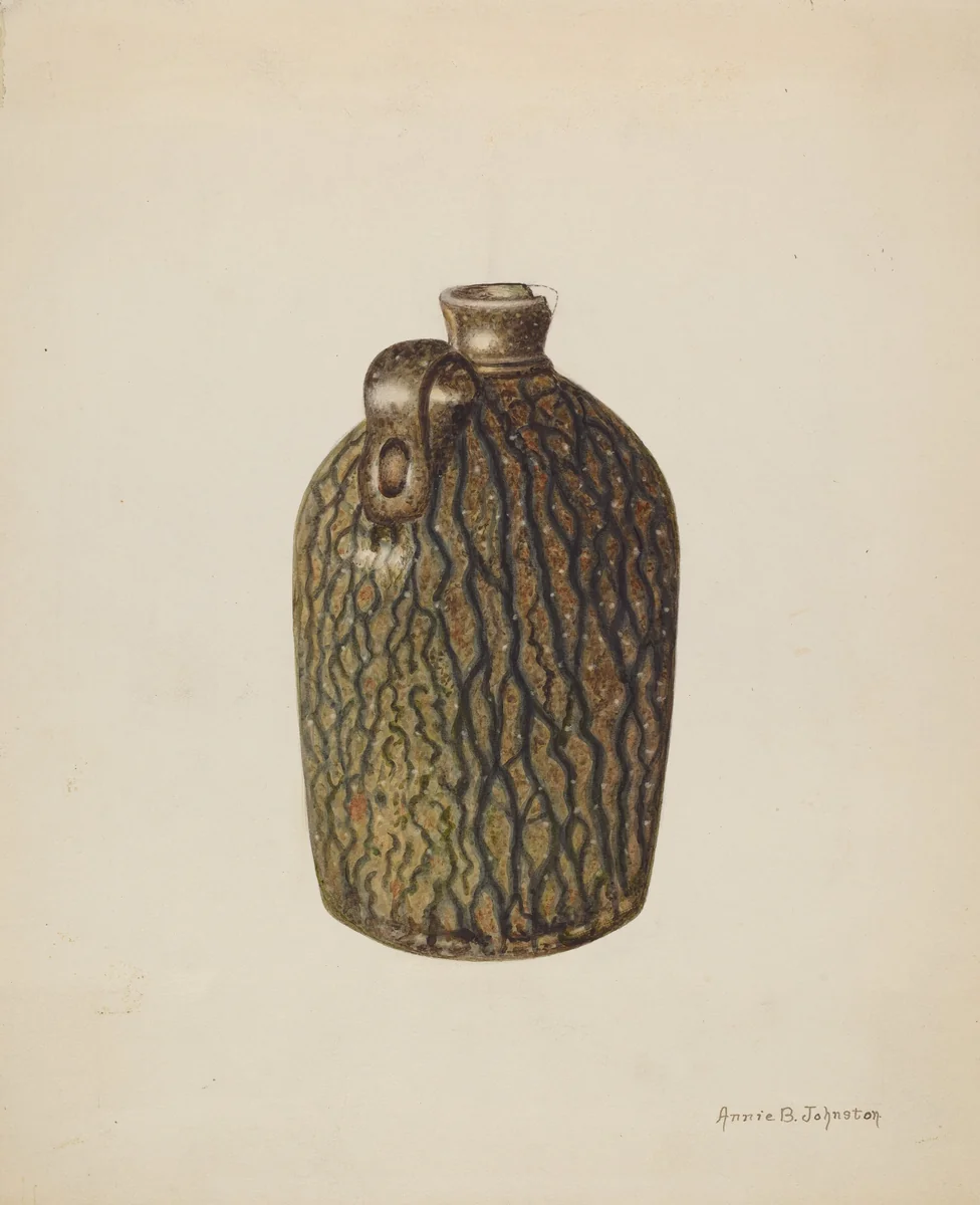 Stoneware Jug by Annie B. Johnston, index of american design, 1938