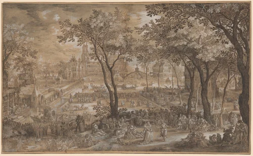 Venetian Party in a Chateau Garden by David Vinckboons, drawing, 1602