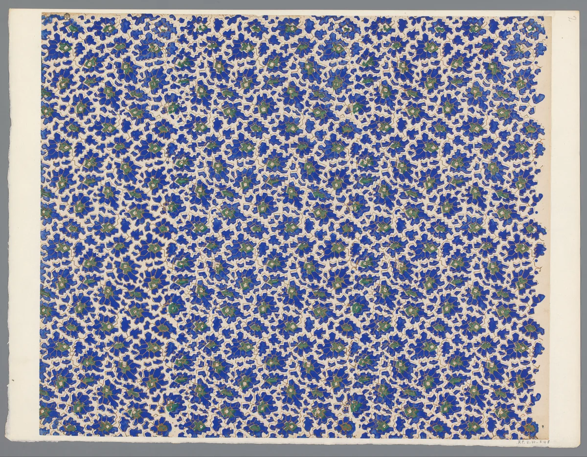 Blad met strooipatroon van hoekige motieven by anonymous, print, 1800-1900