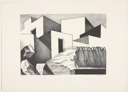 Mexican Pueblo by José Clemente Orozco, print, 1929