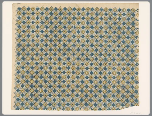 Blad met ruitenpatroon met ovaal motief by anonymous, print, 1750-1900