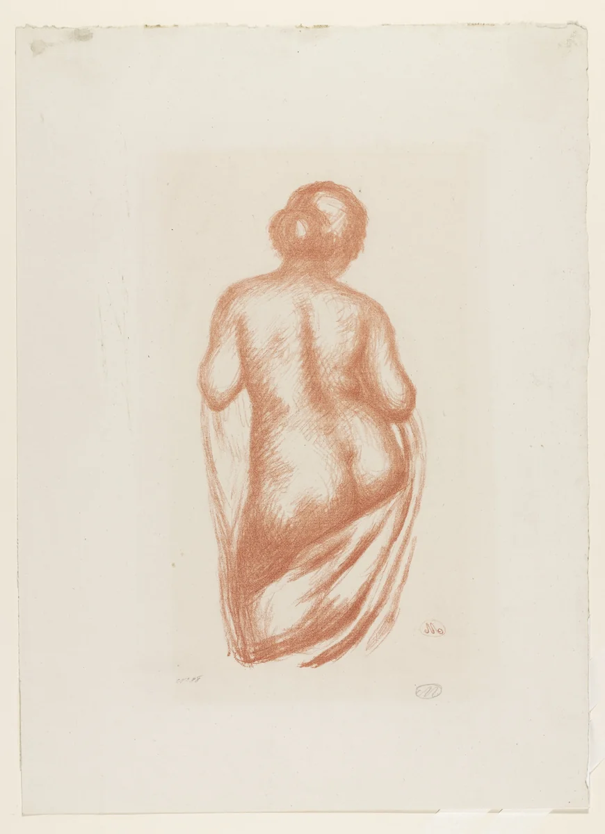 Draped Figure of a Nude Girl (Femme de Dos Drapee) by Aristide Maillol, print, 1924