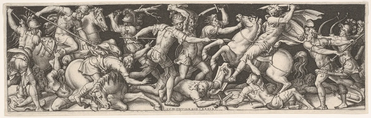 Plate from "Combats et Triomphes" by Etienne Delaune, print, 1540-1583