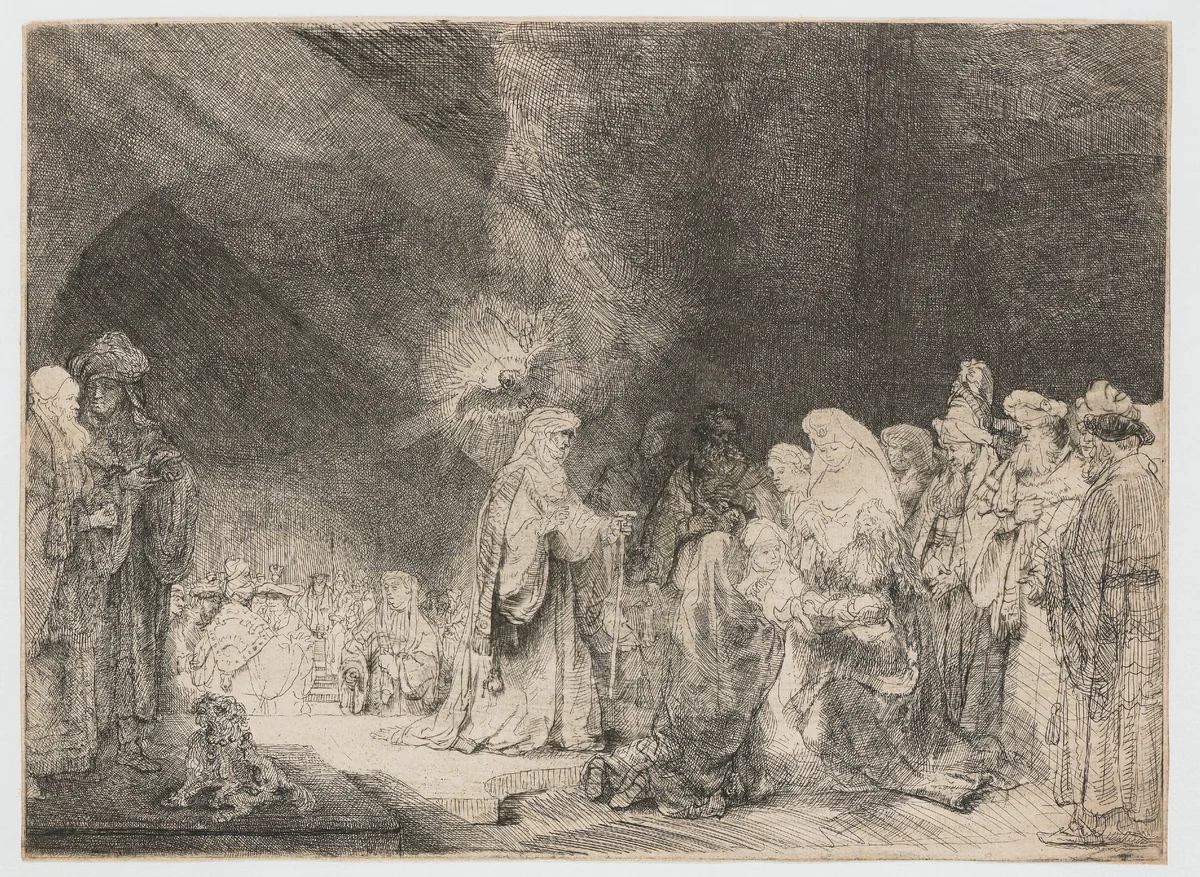 The presentation in the temple: oblong print by Rembrandt van Rijn, print, 1640