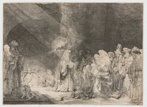The presentation in the temple: oblong print by Rembrandt van Rijn, print, 1640