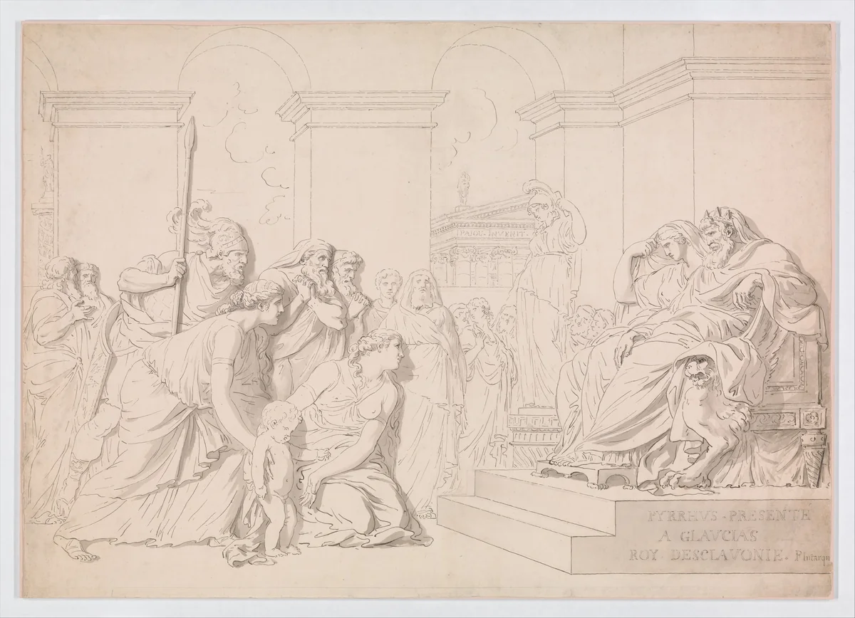 Pyrrhus in the House of Glaucias by Augustin Pajou, drawing, 1747-1761