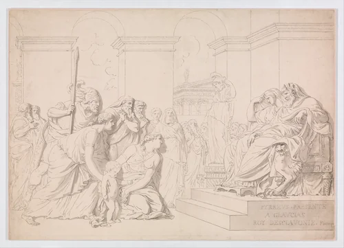 Pyrrhus in the House of Glaucias by Augustin Pajou, drawing, 1747-1761