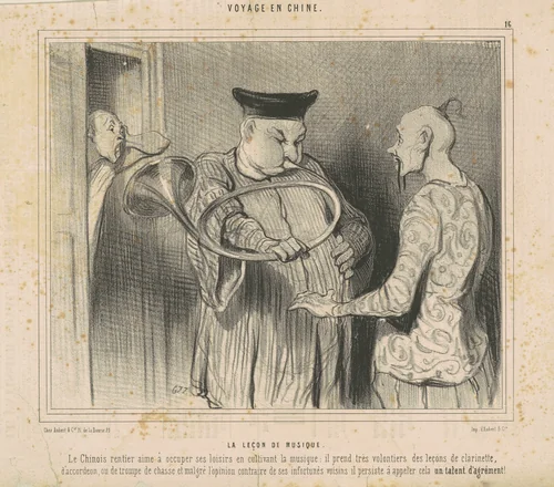 La leçon de musique by Honoré Daumier, print, 1844