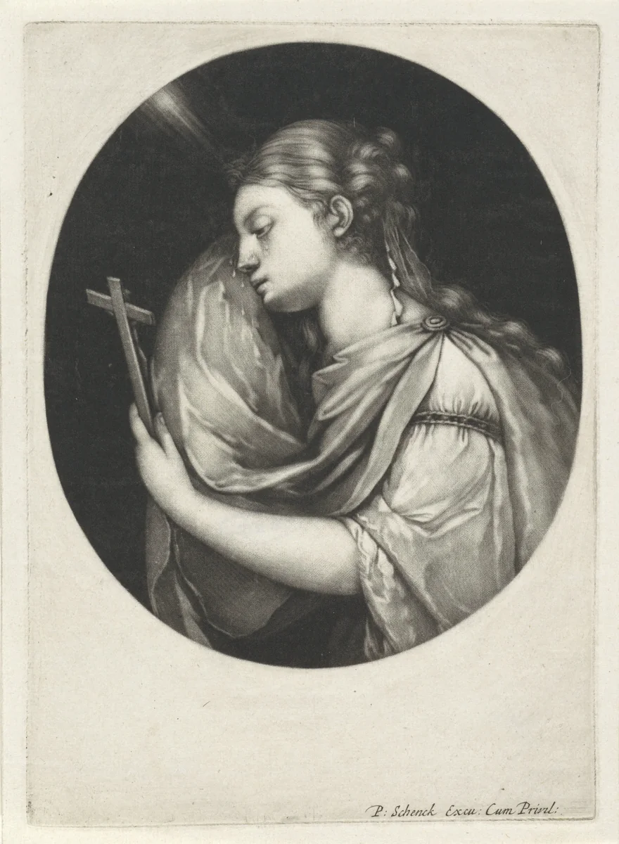 Boetvaardige Maria Magdalena by anonymous, print, 1680-1713
