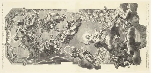 Gewelfdecoratie uit Pallazzo Barberini by anonymous, print, 1692-1762