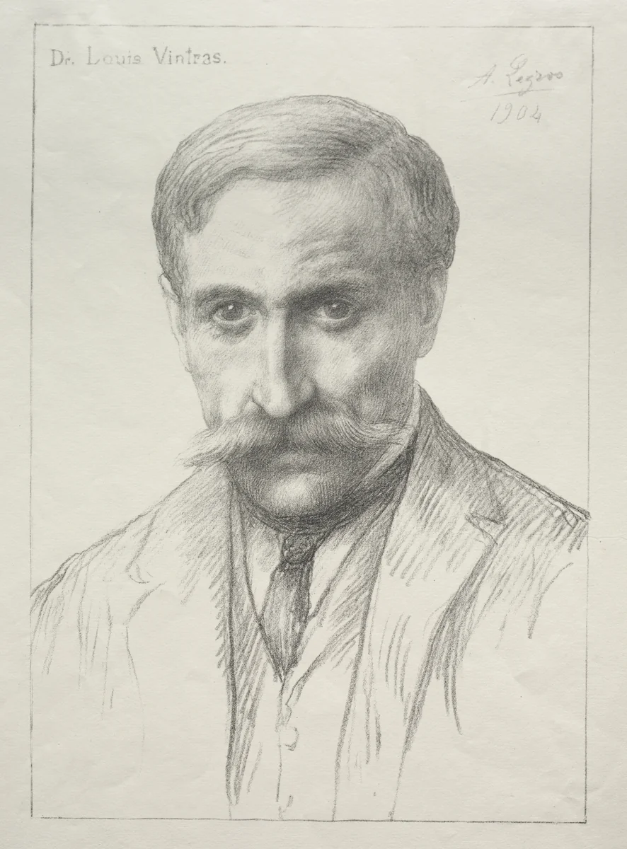 Portrait of Dr. Louis Vintras by Alphonse Legros, print, 1904
