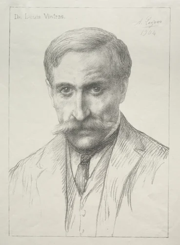 Portrait of Dr. Louis Vintras by Alphonse Legros, print, 1904