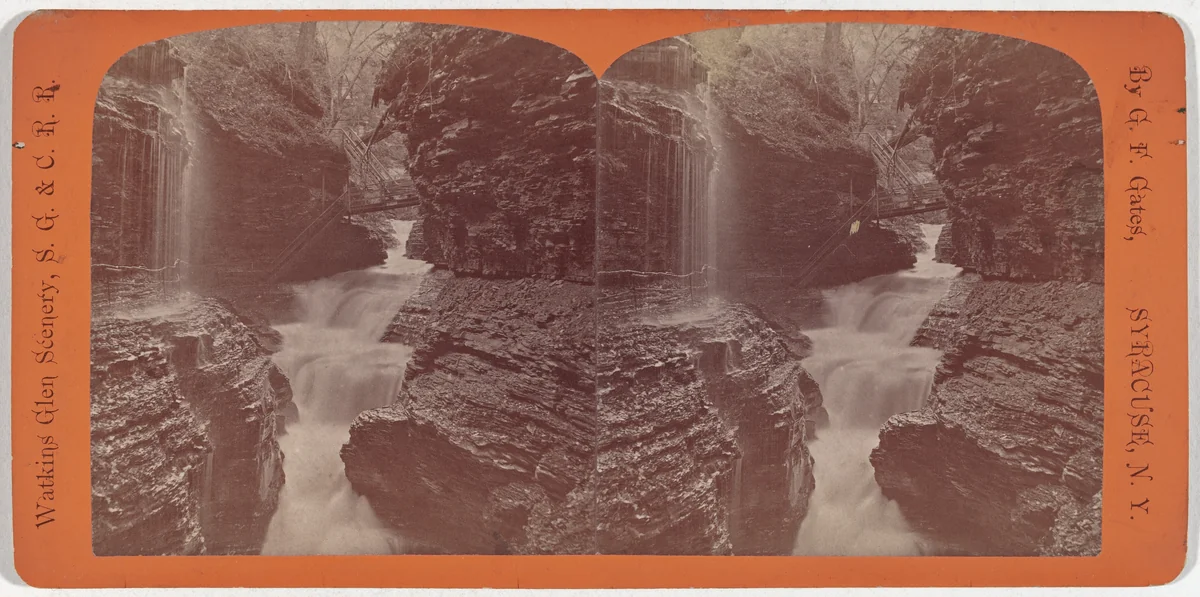 Watkins Glen Scenery, Rainbow Falls and Triple Cascades by George F. Gates, photograph, 1855-1865