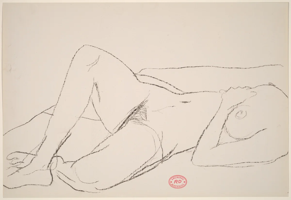 Untitled [reclining female nude seen from chest to feet] by Richard Diebenkorn, drawing, 1955-1967