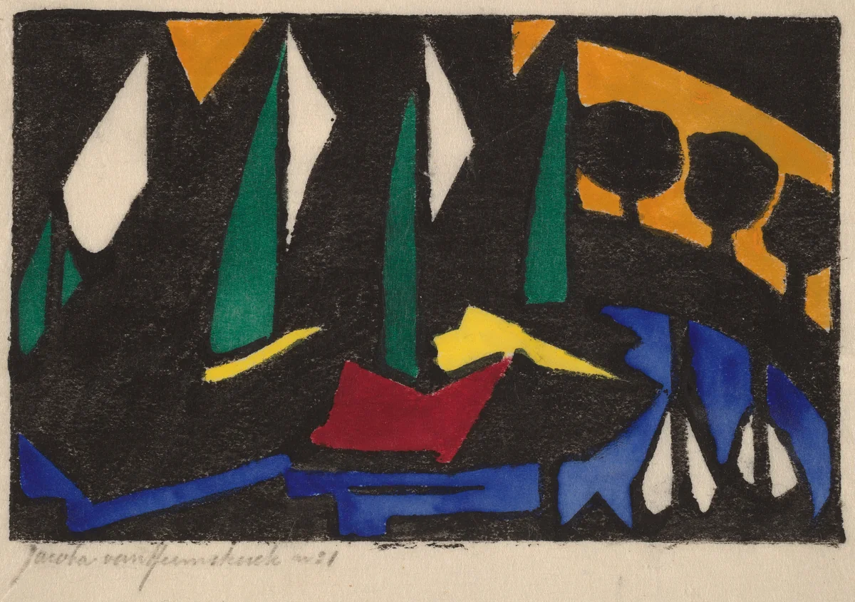 Boat and Trees by Jacoba van Heemskerck van Beest, print, 1914