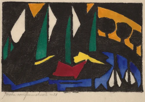 Boat and Trees by Jacoba van Heemskerck van Beest, print, 1914