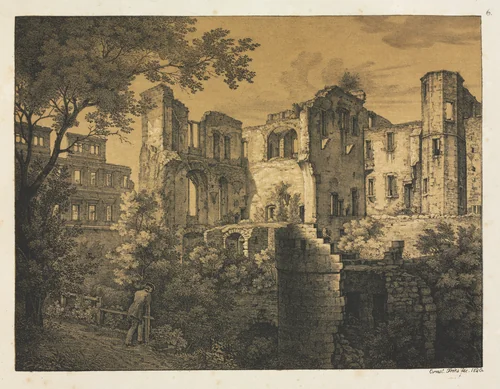 Six Views of Heidelberg Castle: Western Part by Ernst Fries, print, 1820