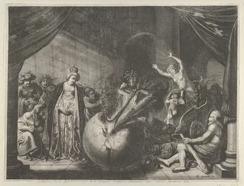 Plate 9: Allegory on the Discord in France, from Caspar Barlaeus, "Medicea Hospes" by Pieter Nolpe, print, 1638
