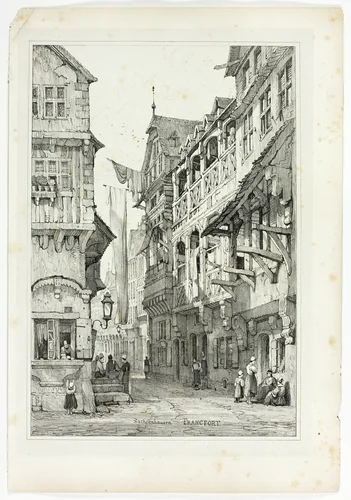 Sachsenhausen Francfort, from Facsimiles of Sketches made in Flanders and Germany by Samuel Prout, print, 1833