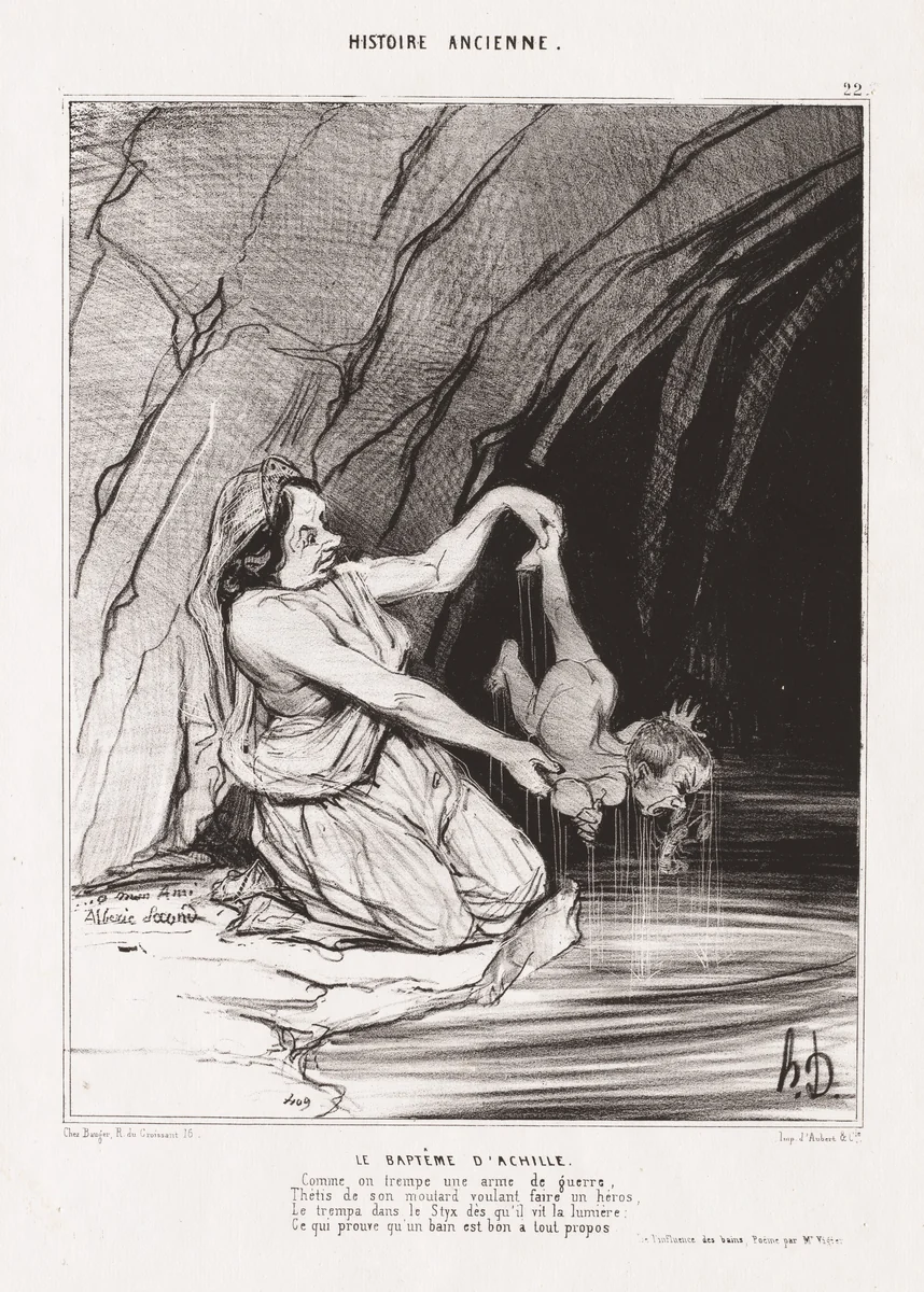 The Baptism of Achilles by Honoré Daumier, print, 1841-1843