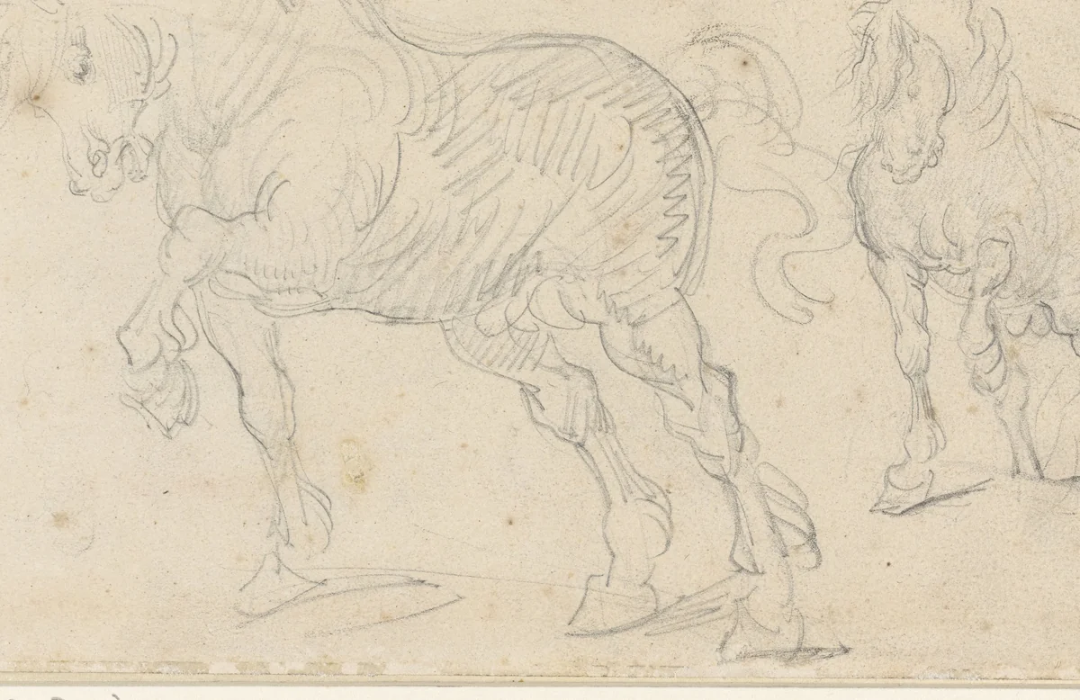 Paardenstudies by Théodore Géricault, drawing, 1801-1824