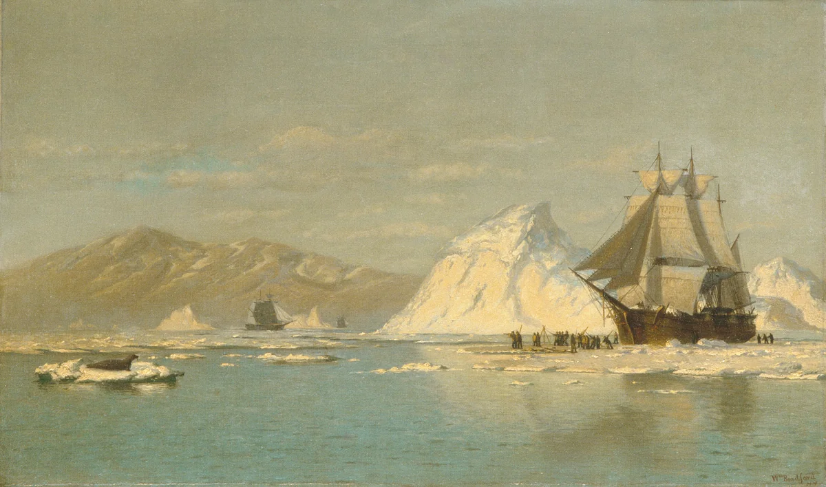 Off Greenland—Whaler Seeking Open Water by William Bradford, artwork, 1823-1892