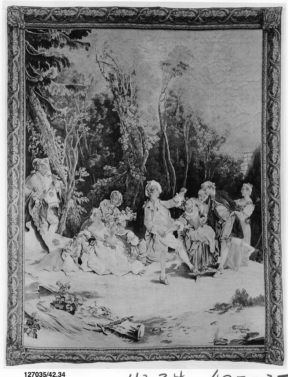 The Dance from a set of the Italian Village Scenes by Beauvais, textile, 1739-1758