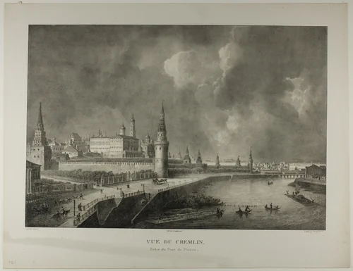 View of the Kremlin from the Stone Bridge by Alexandre E. Fragonard, print, 1833