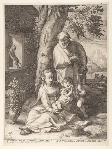 The Holy Family with the Infant John the Baptist, from The Birth and Early Life of Christ by Hendrick Goltzius, print, 1593
