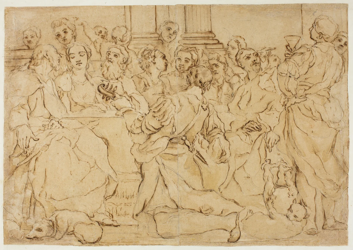 Study for the Marriage at Cana by Giuseppe Maria Crespi, drawing, 1685-1747