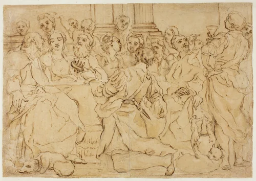 Study for the Marriage at Cana by Giuseppe Maria Crespi, drawing, 1685-1747