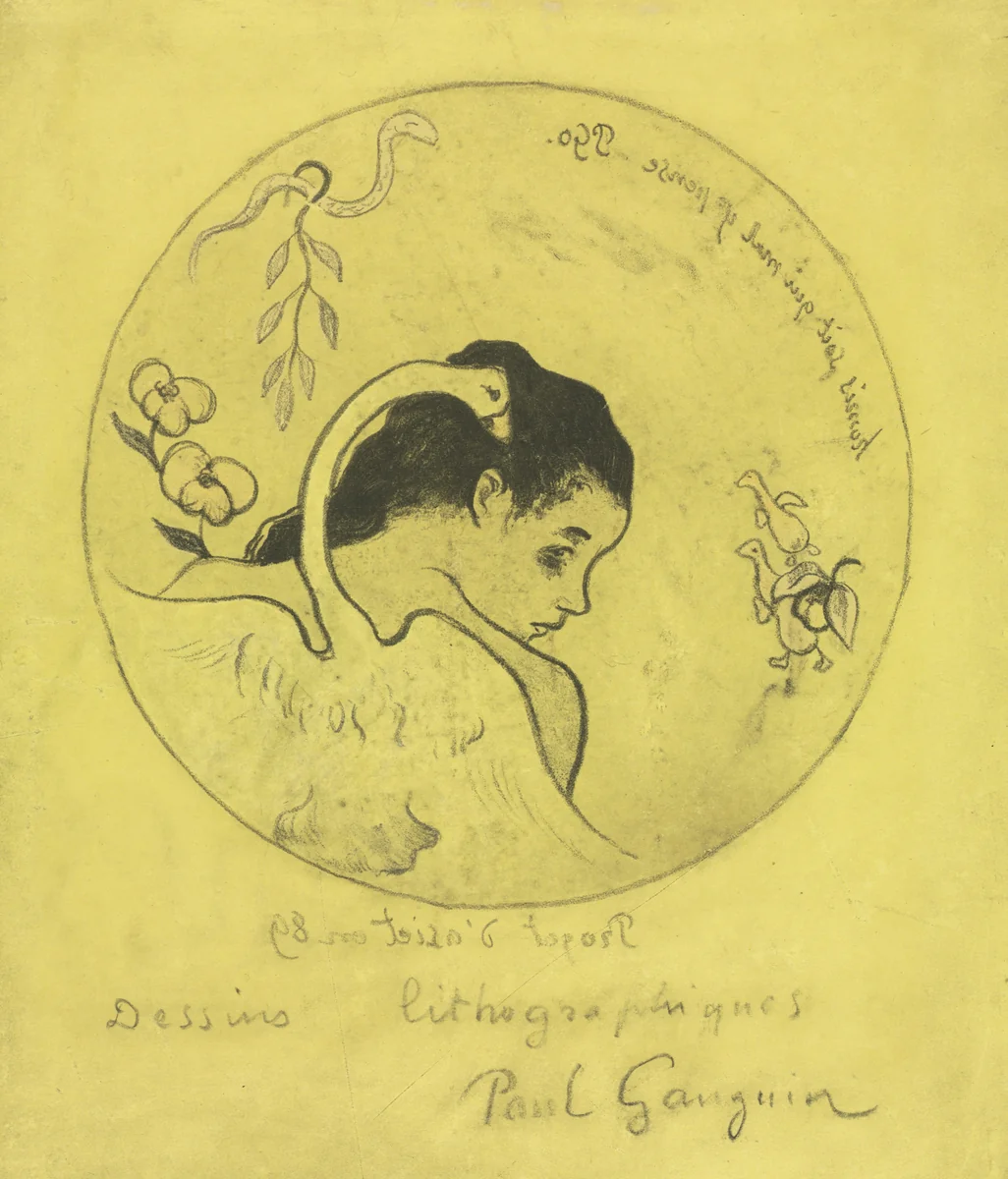 Volpini Suite: Design for a Plate: Leda and the Swan (Projet d'Assiette: Léda et le Cygne) by Paul Gauguin, print, 1889