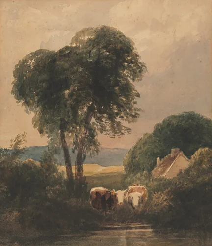 Welsh Landscape with Cattle by Peter de Wint, drawing, 1807-1849