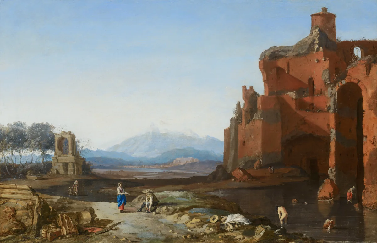 Italian Landscape with the Aurelian Wall by Bartholomeus Breenbergh, painting, 1650